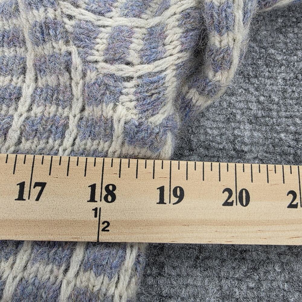 Vintage LL Bean Sweater Womens Small Blue Check Wool Button Cardigan Knit USA - Picture 5 of 13